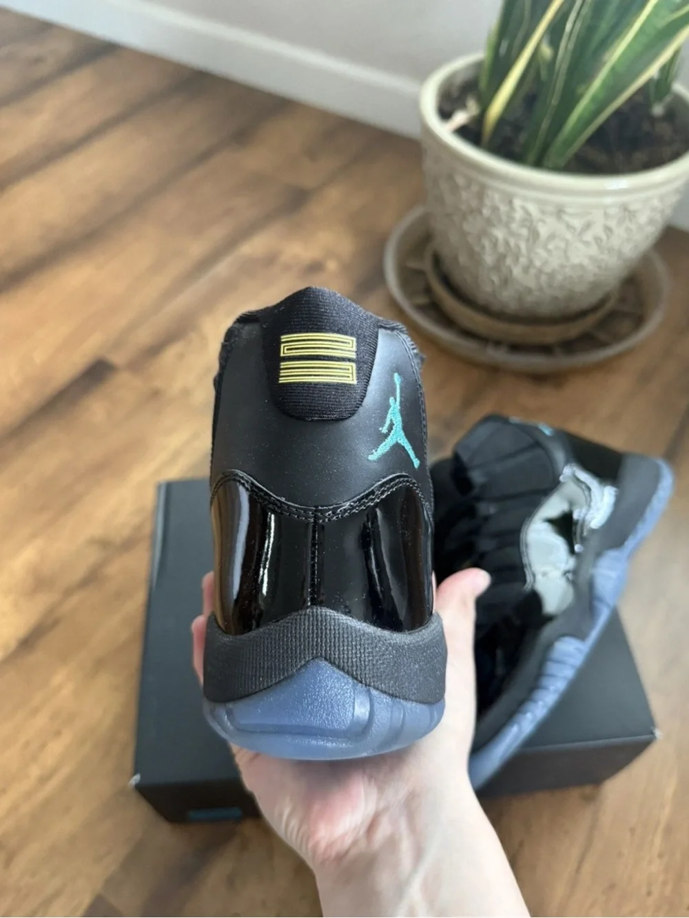 Jordan 11 Retro Black with Teal Accents